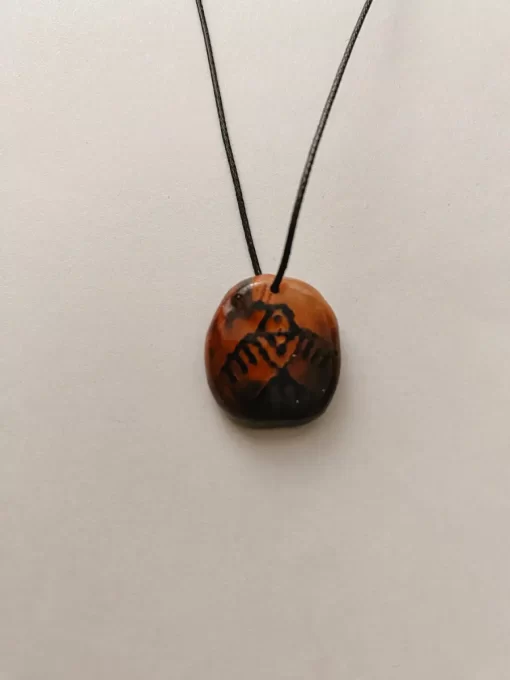 Pyrographed Bird necklace