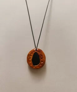 Black Obsidian triangle stone necklace