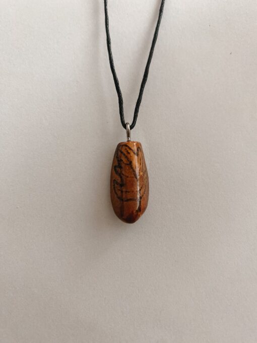 Small leaf pyrographed necklace
