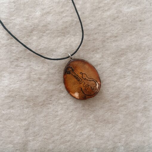 Guitar pyrographed necklace